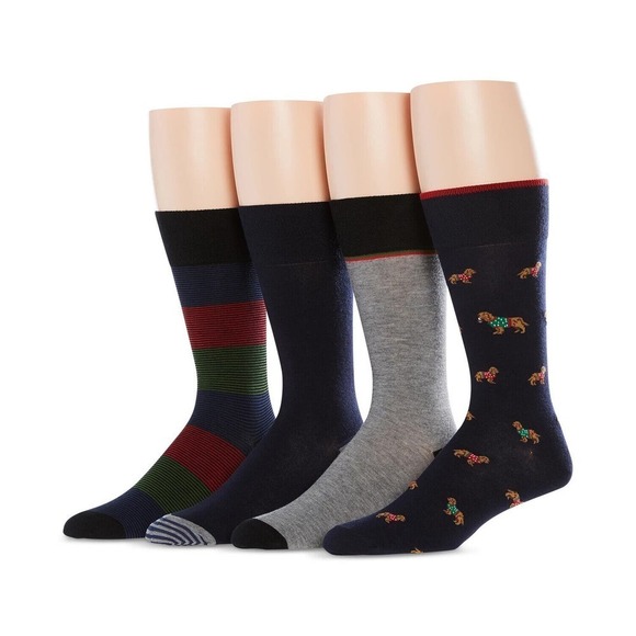 S11 Perry Ellis Multi-Color Men's 4-Pk. Golden Retriever Socks - Picture 1 of 1